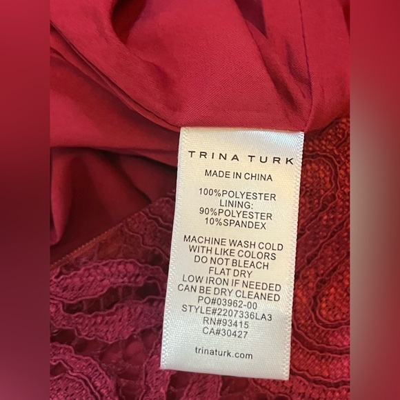 Trina Turk Mai-Tai Ruffle-Sleeve Lace Sheath Dress, Cranberry SZ 8 - Picture 16 of 16